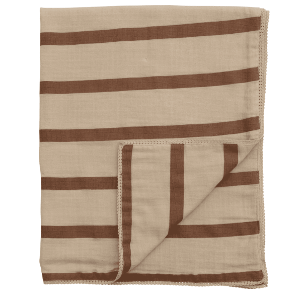 Double Cloth Baby Blanket, Blush & Terracotta Stripe